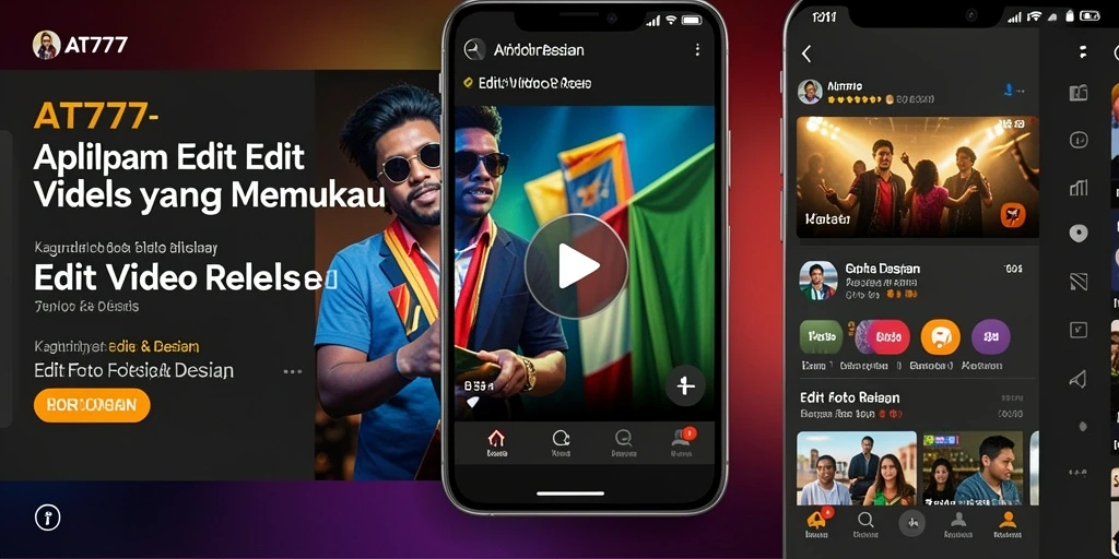 Antarmuka AT777 untuk pengeditan video reels yang interaktif.