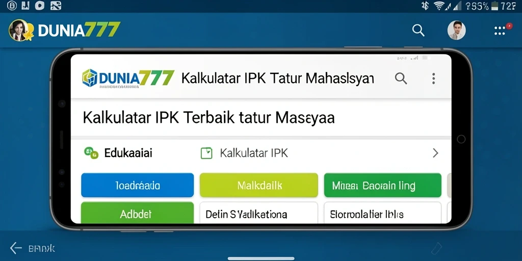 Screenshot DUNIA777 menampilkan antarmuka Kalkulator IPK yang sederhana dan informatif.