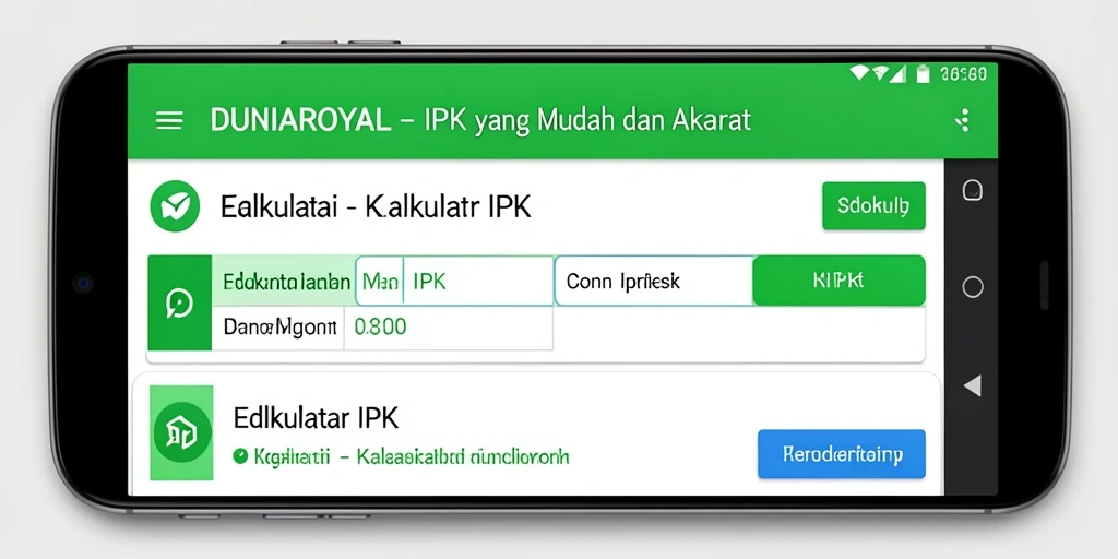 Tampilan utama DUNIAROYAL dengan antarmuka Kalkulator IPK yang sederhana.