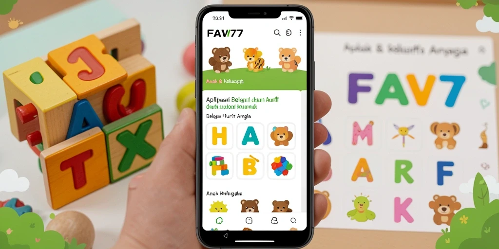 Antarmuka FAV77 yang menarik dengan berbagai permainan edukatif.