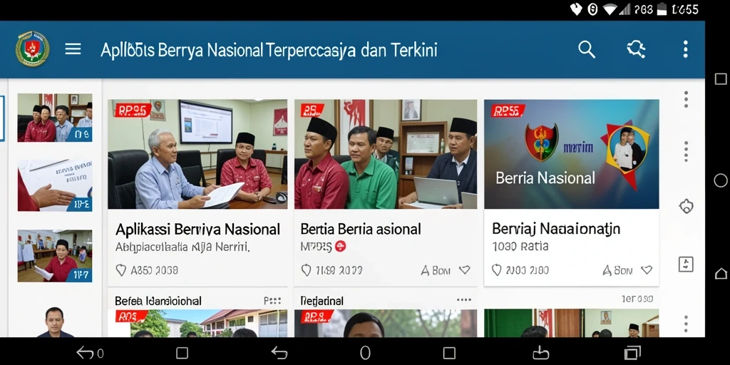 Tampilan antarmuka aplikasi RP55 dengan fitur berita nasional.