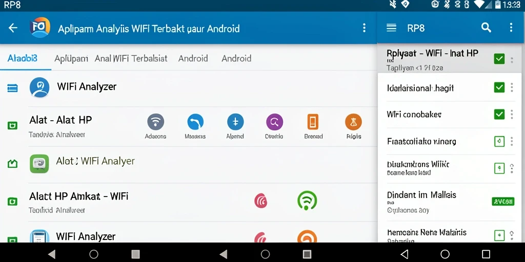 Antarmuka RP8 menampilkan analisis jaringan WiFi yang menarik.